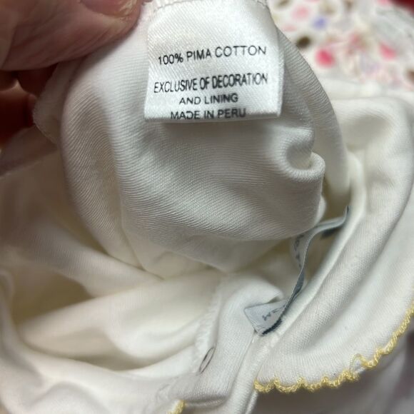 Hug Me First White with yellow embroidery smocked Pima Cotton Footie EUC 0-3 m - Picture 10 of 11